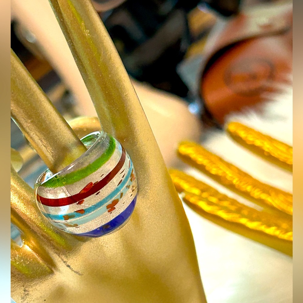 Handmade-vintage glass dome ring